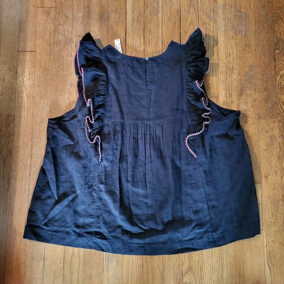 Madewell Embroidered Ruffle Shoulder Tank - Sz XXL - NWT - Picture 5 of 8